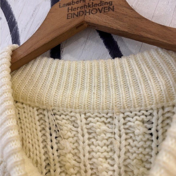 Vintage 80s Fisherman Cable Knit Shoulder Zip Chunky Knit Sweater - Picture 6 of 6